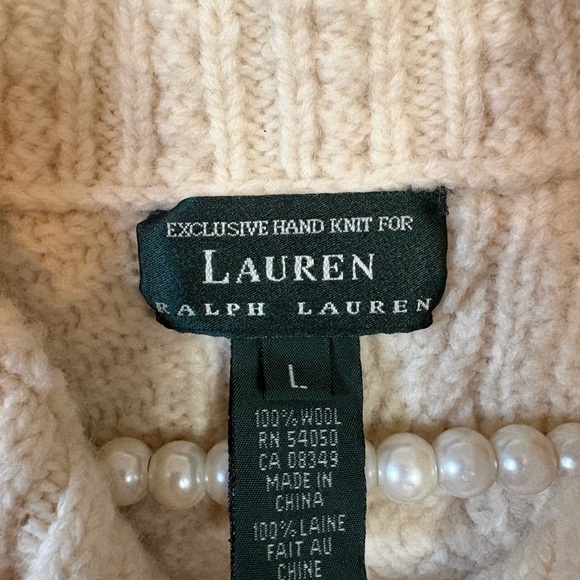 Lauren Ralph Lauren Ivory Cable Knit Button-Front Cardigan - Picture 3 of 3